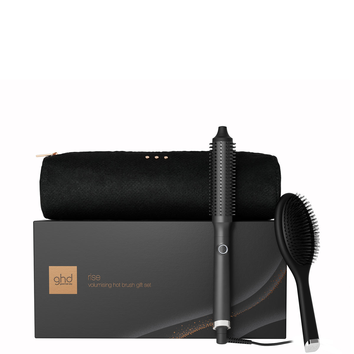 ghd rise hot brush festive gift set in black